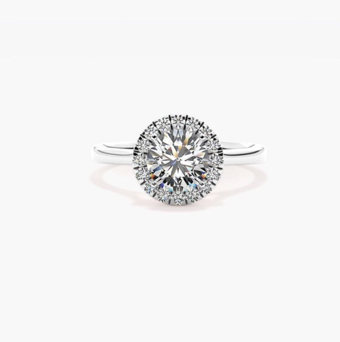 1ct Round Brilliant Lab Grown Diamond Single Halo Engagement Ring – IGI Certified