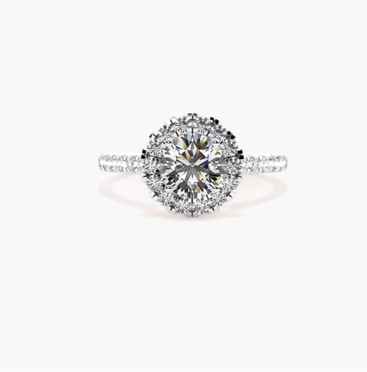 1ct Round Brilliant Lab Grown Diamond Halo Engagement Ring with Pave Shoulders – IGI Certified