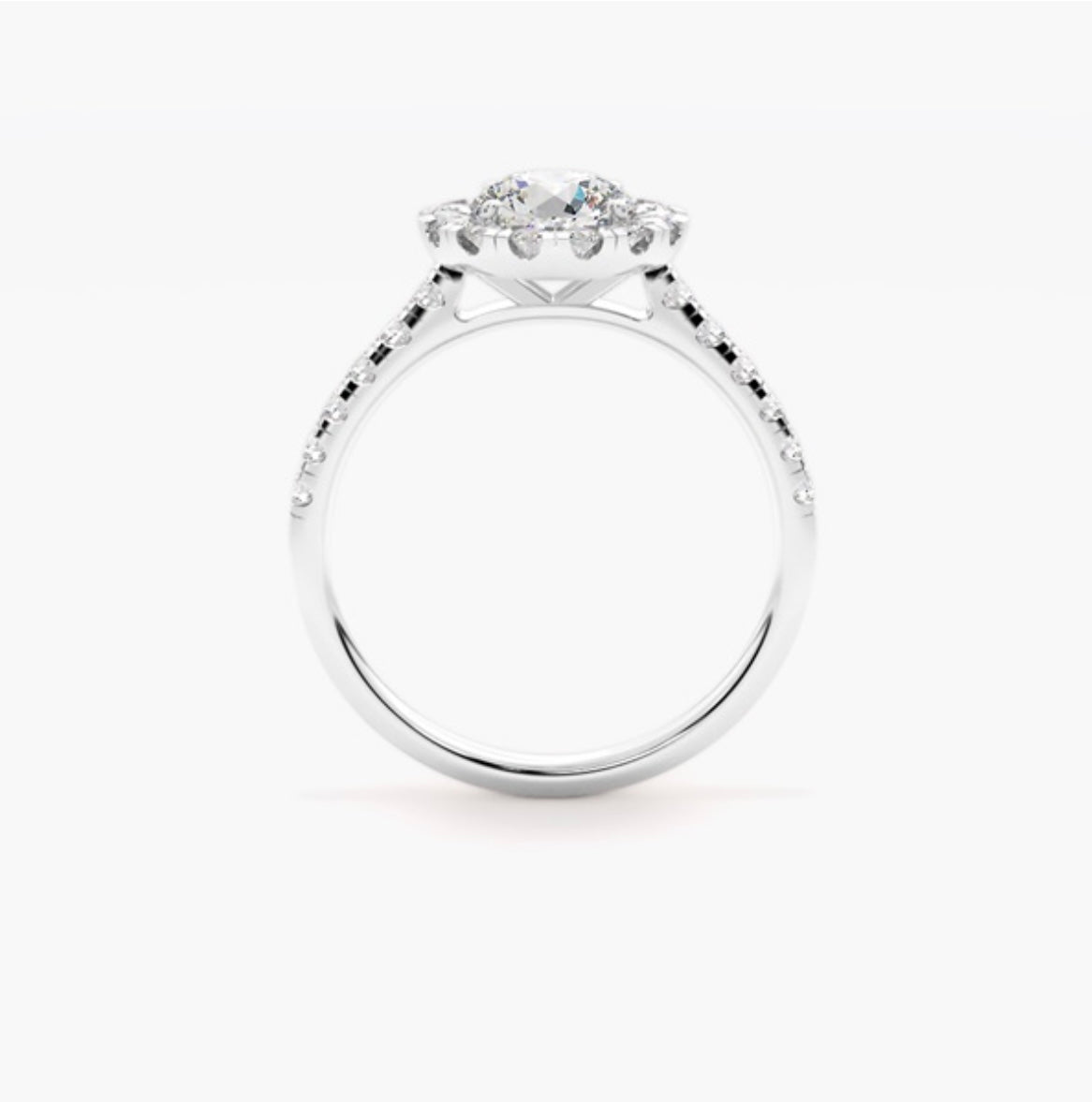 1ct Round Brilliant Lab Grown Diamond Halo Engagement Ring with Pave Shoulders – IGI Certified