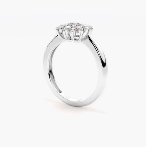0.75ct Round Brilliant Lab Grown Diamond Petal Halo Engagement Ring – IGI Certified