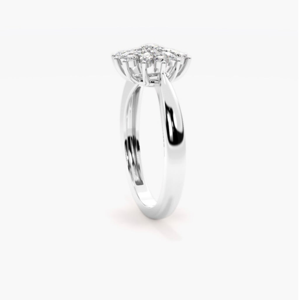 0.75ct Round Brilliant Lab Grown Diamond Petal Halo Engagement Ring – IGI Certified