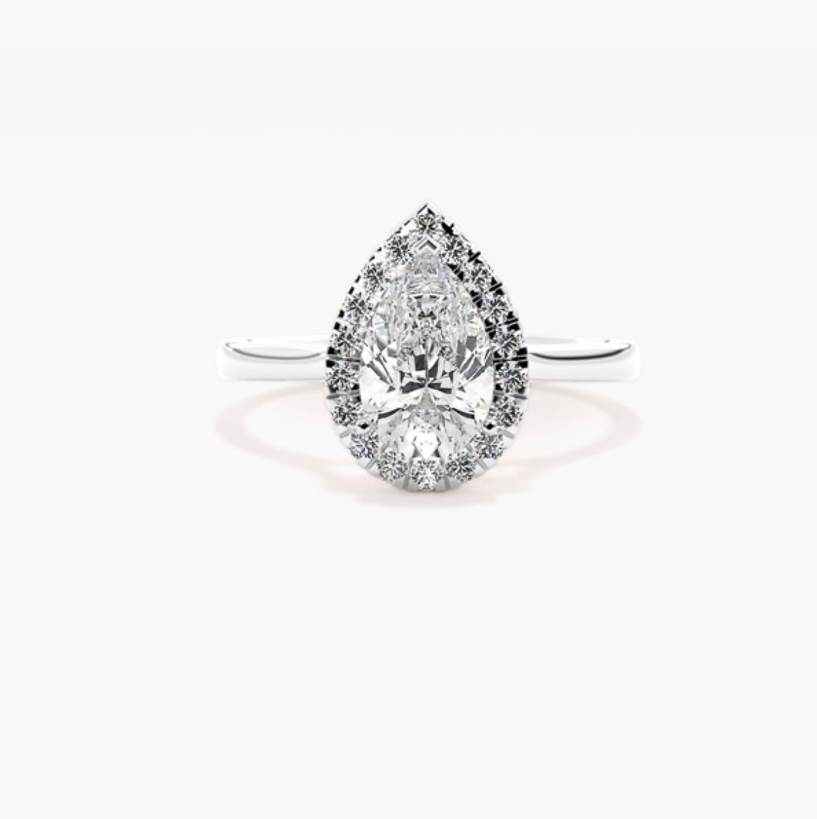 3ct Pear Cut Lab Grown Diamond Wed fit Single Halo Engagement Ring – IGI Certified