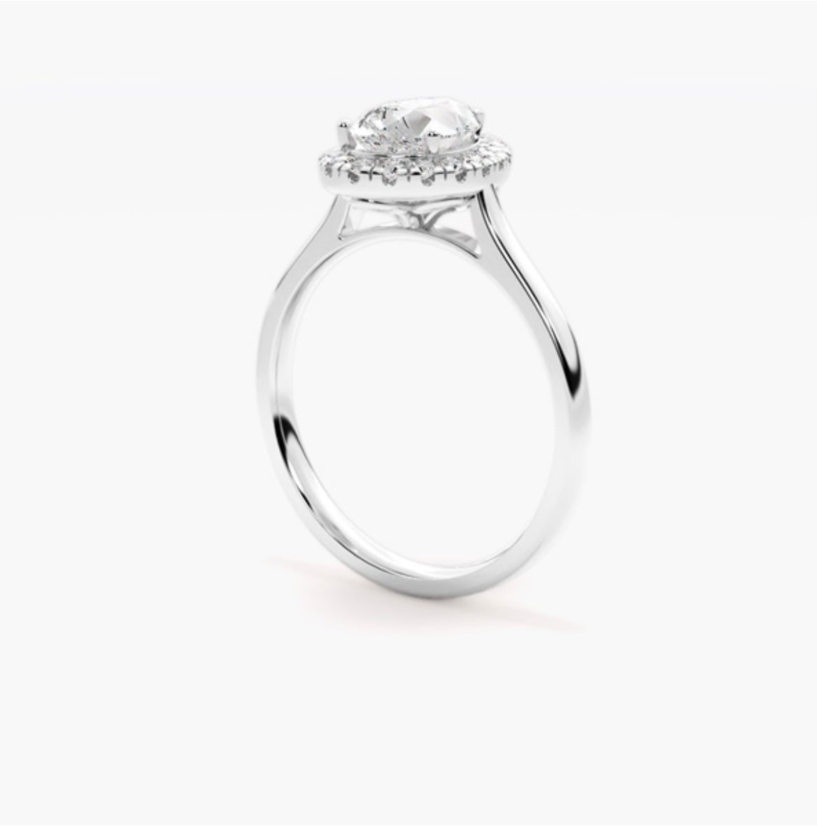 3ct Pear Cut Lab Grown Diamond Wed fit Single Halo Engagement Ring – IGI Certified