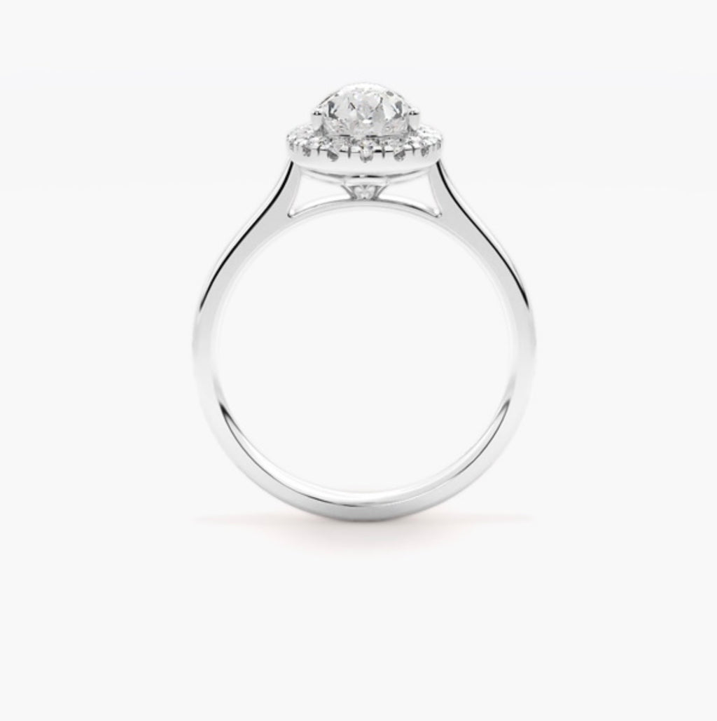 3ct Pear Cut Lab Grown Diamond Wed fit Single Halo Engagement Ring – IGI Certified