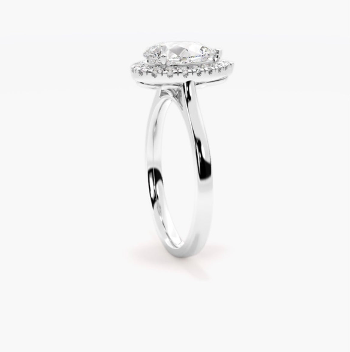 3ct Pear Cut Lab Grown Diamond Wed fit Single Halo Engagement Ring – IGI Certified