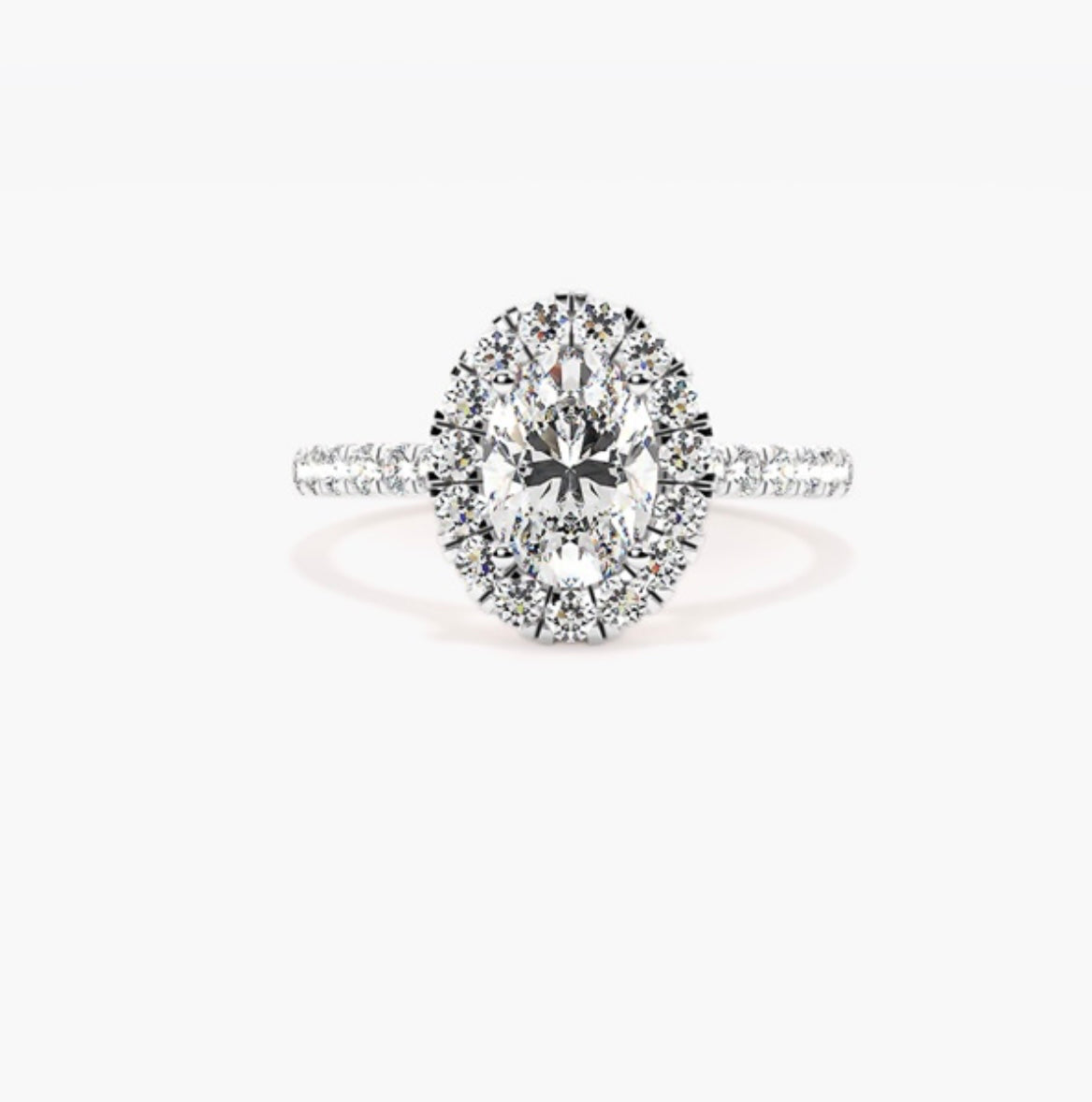2ct Oval Cut Lab Grown Diamond Halo Engagement Ring with Pavé Shoulders – IGI Certified