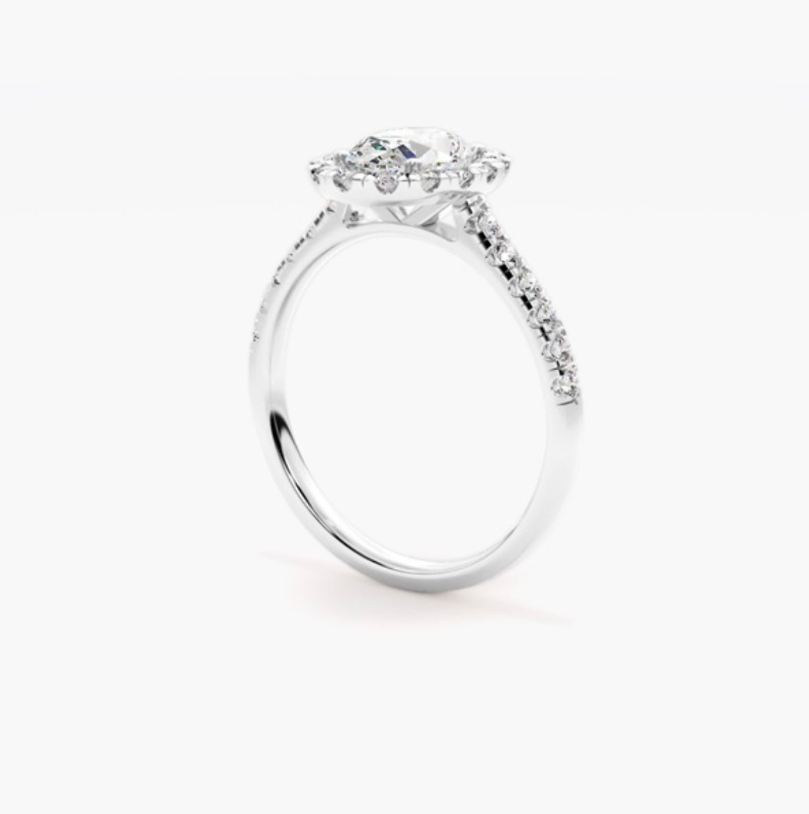 2ct Oval Cut Lab Grown Diamond Halo Engagement Ring with Pavé Shoulders – IGI Certified