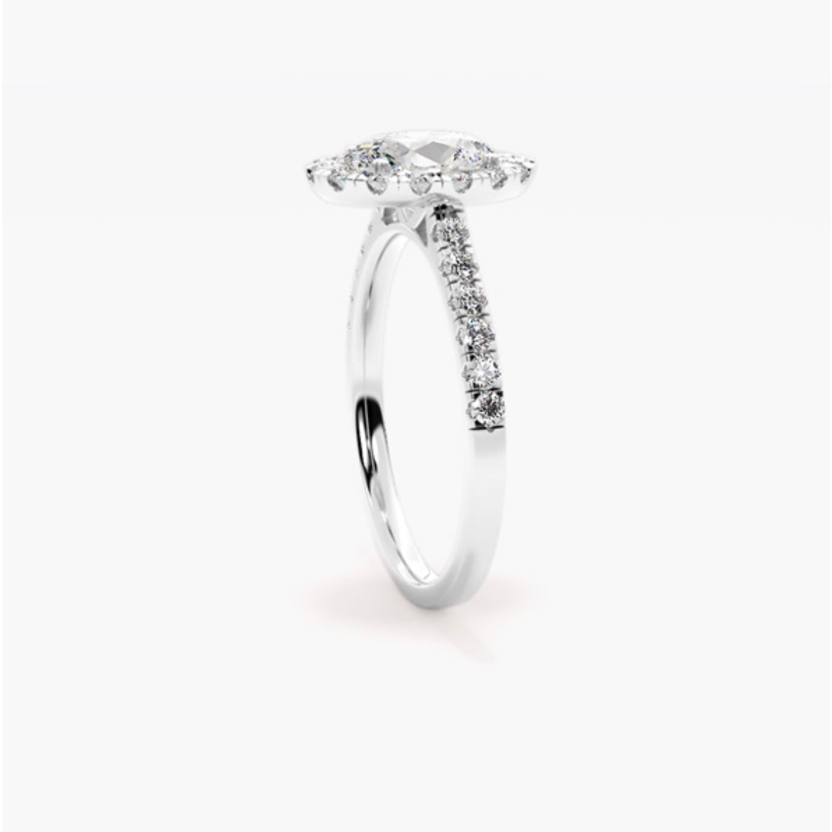 2ct Oval Cut Lab Grown Diamond Halo Engagement Ring with Pavé Shoulders – IGI Certified