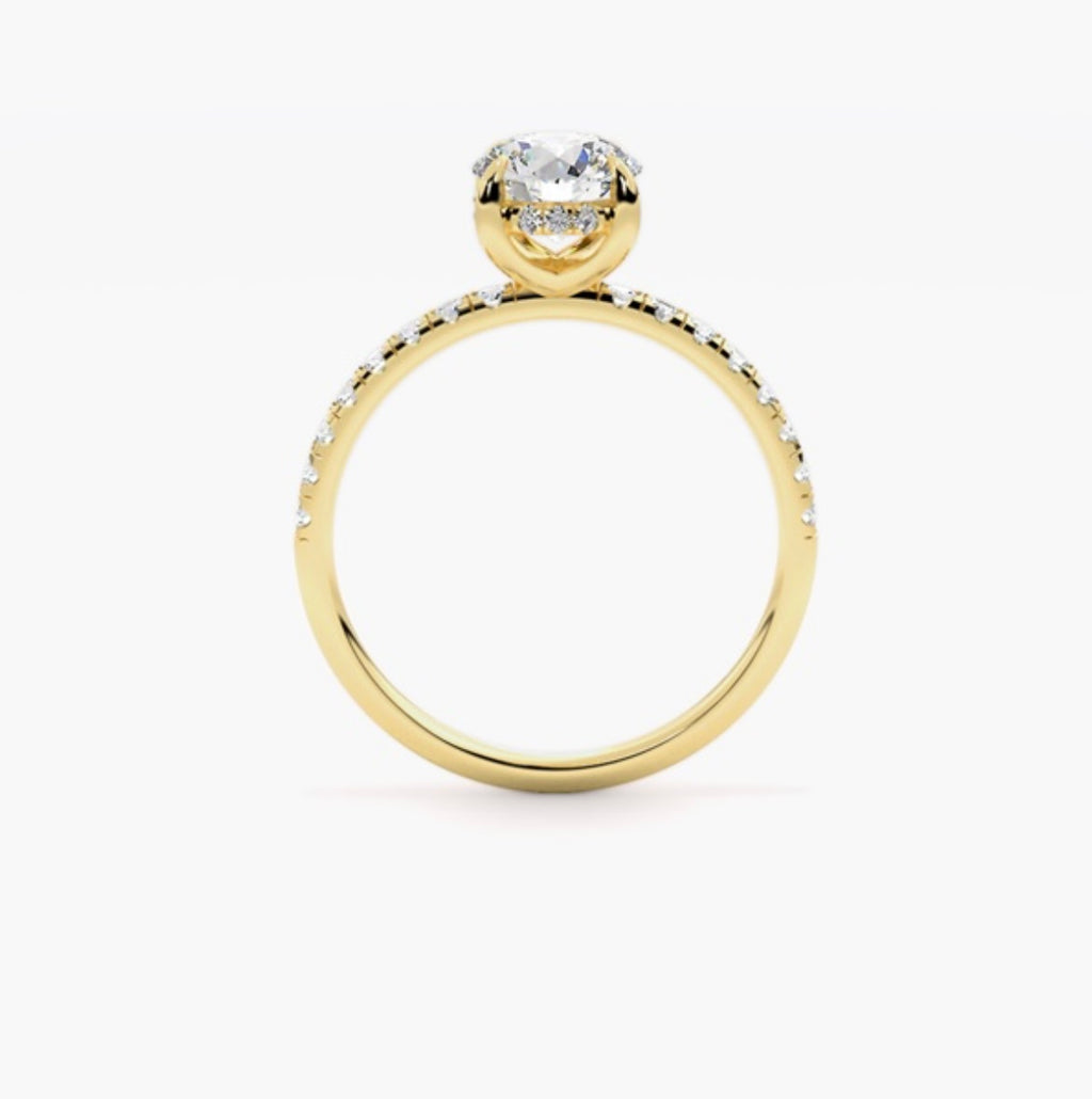 1ct Round Brilliant Lab Grown Diamond Floating Head Pave Engagement Ring – IGI Certified