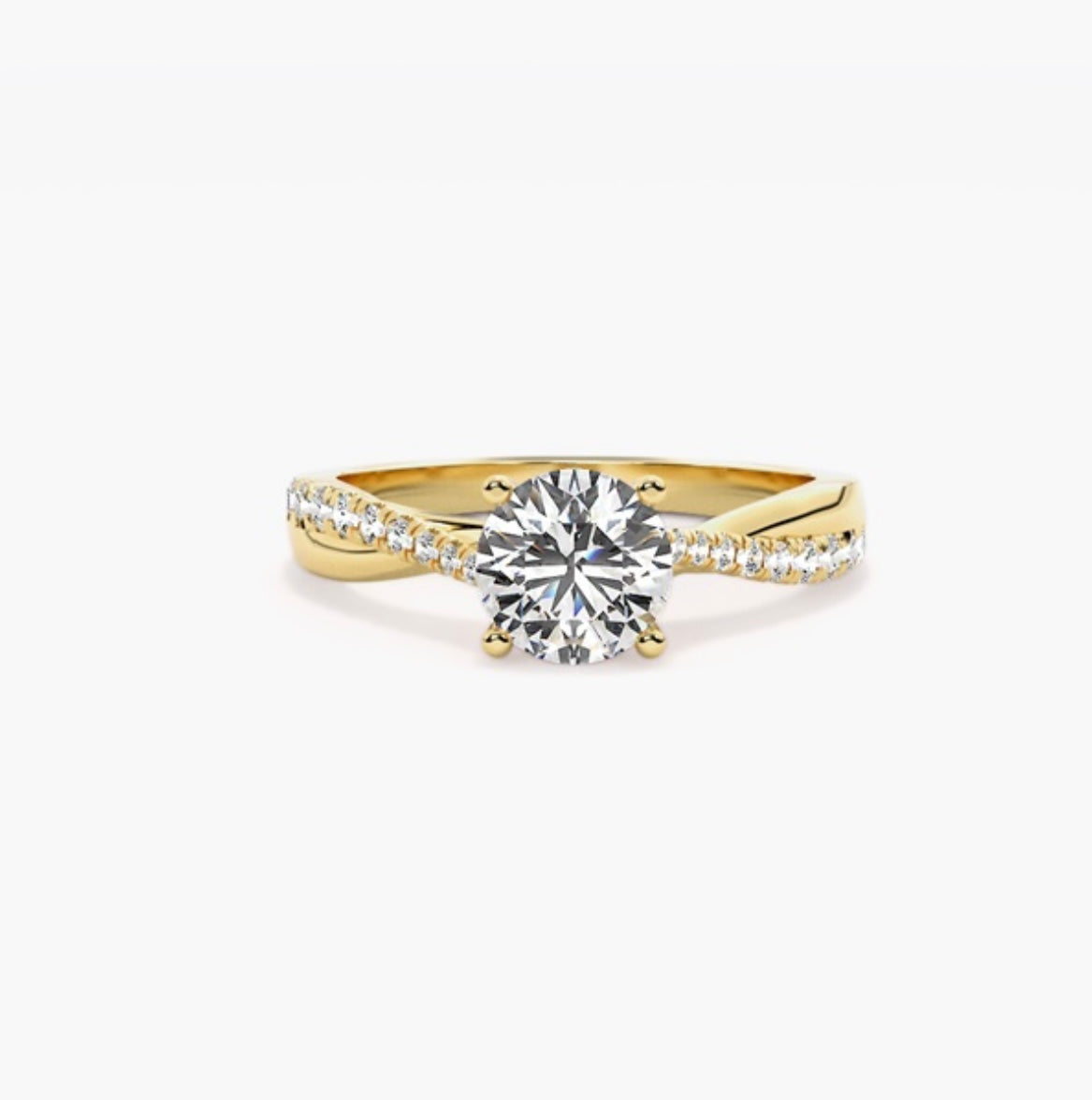 1ct Round Brilliant Lab Grown Diamond Cathedral Twist Pave Engagement Ring – IGI Certified