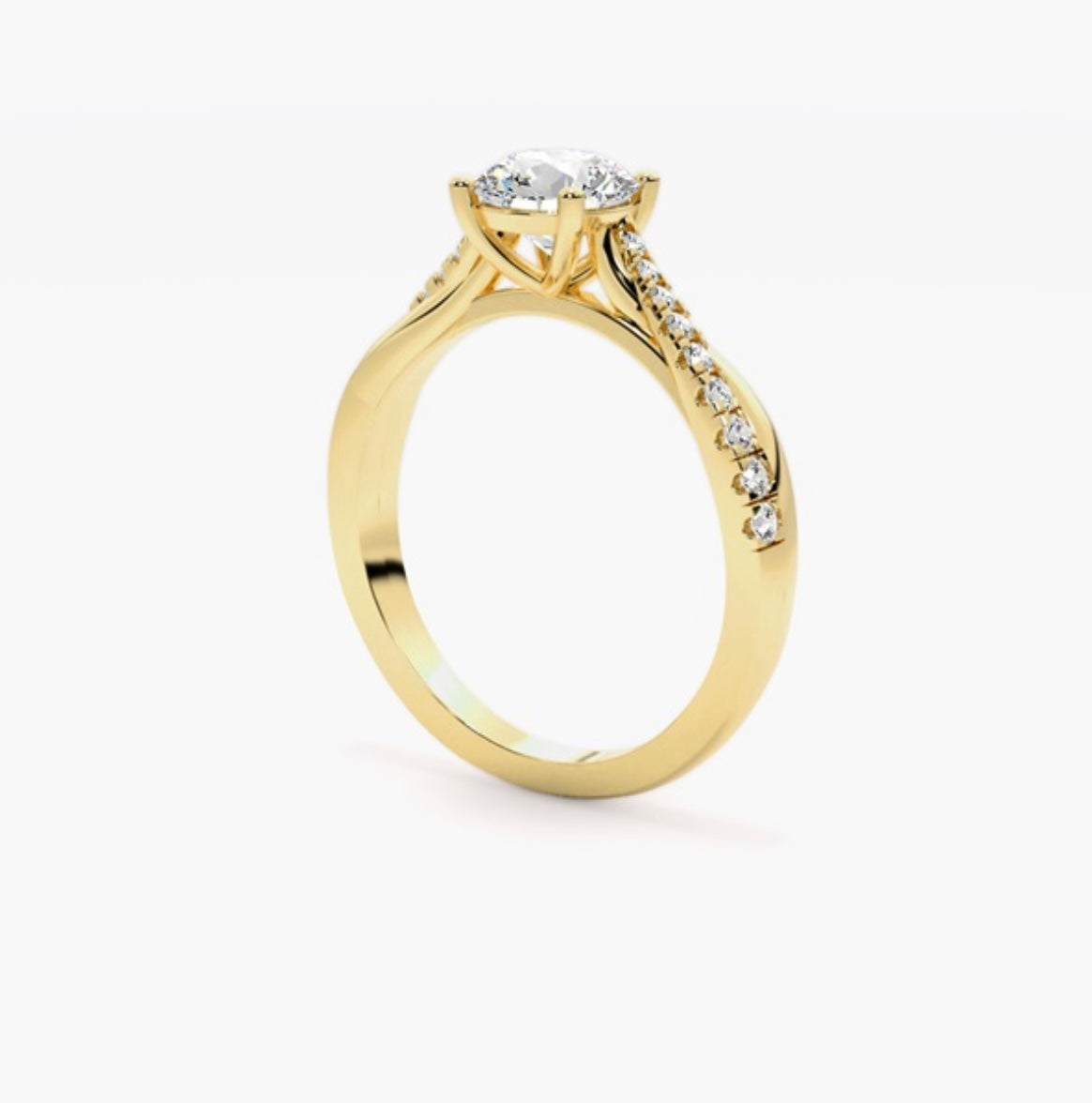 1ct Round Brilliant Lab Grown Diamond Cathedral Twist Pave Engagement Ring – IGI Certified