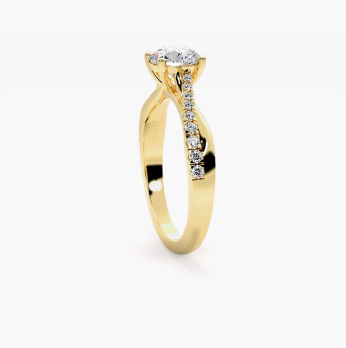 1ct Round Brilliant Lab Grown Diamond Cathedral Twist Pave Engagement Ring – IGI Certified