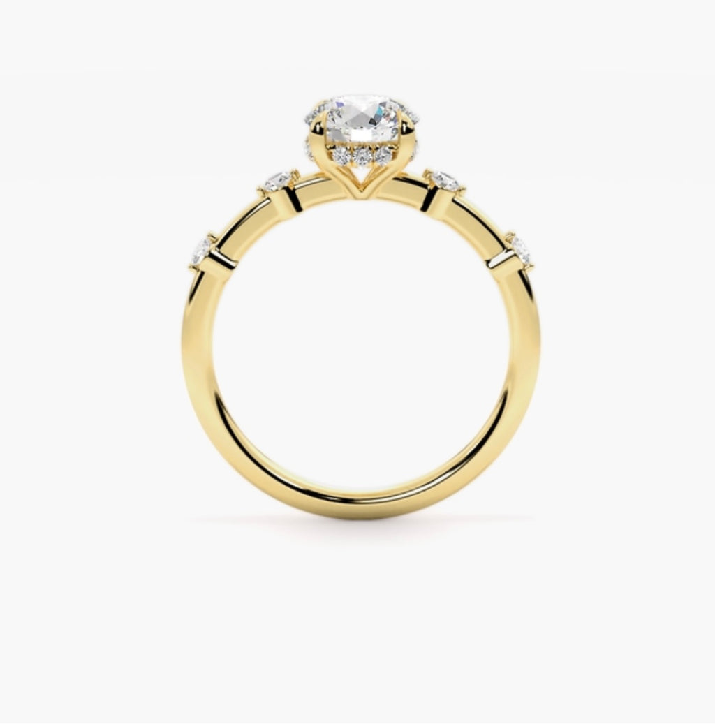 2ct Round Brilliant Lab Grown Diamond Station Set Engagement Ring – IGI Certified