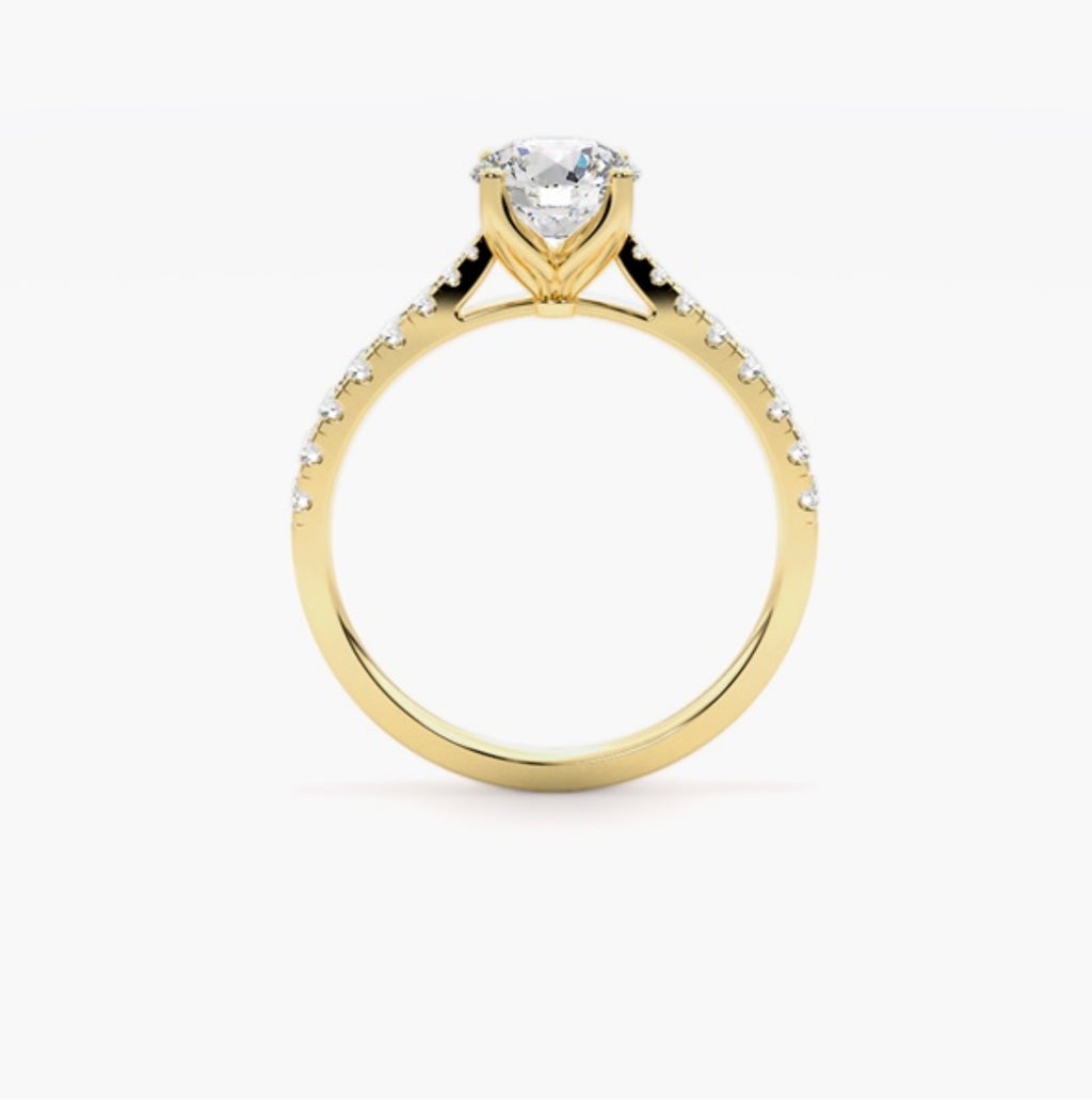 1.5ct Round Brilliant Lab Grown Diamond Cathedral Pave Engagement Ring – IGI Certified