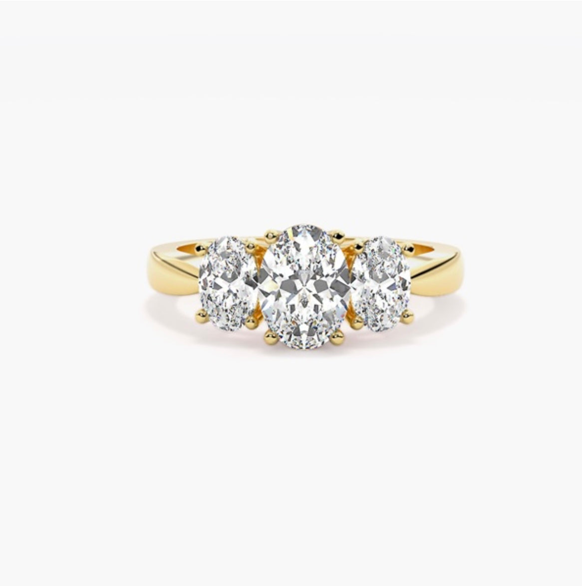 1.5ct Oval Cut Lab Grown Diamond Trilogy Engagement Ring with Oval Side Stones – IGI Certified