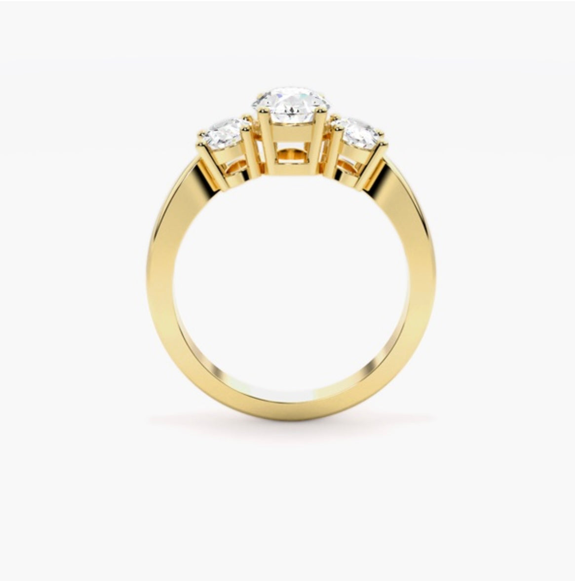 1.5ct Oval Cut Lab Grown Diamond Trilogy Engagement Ring with Oval Side Stones – IGI Certified
