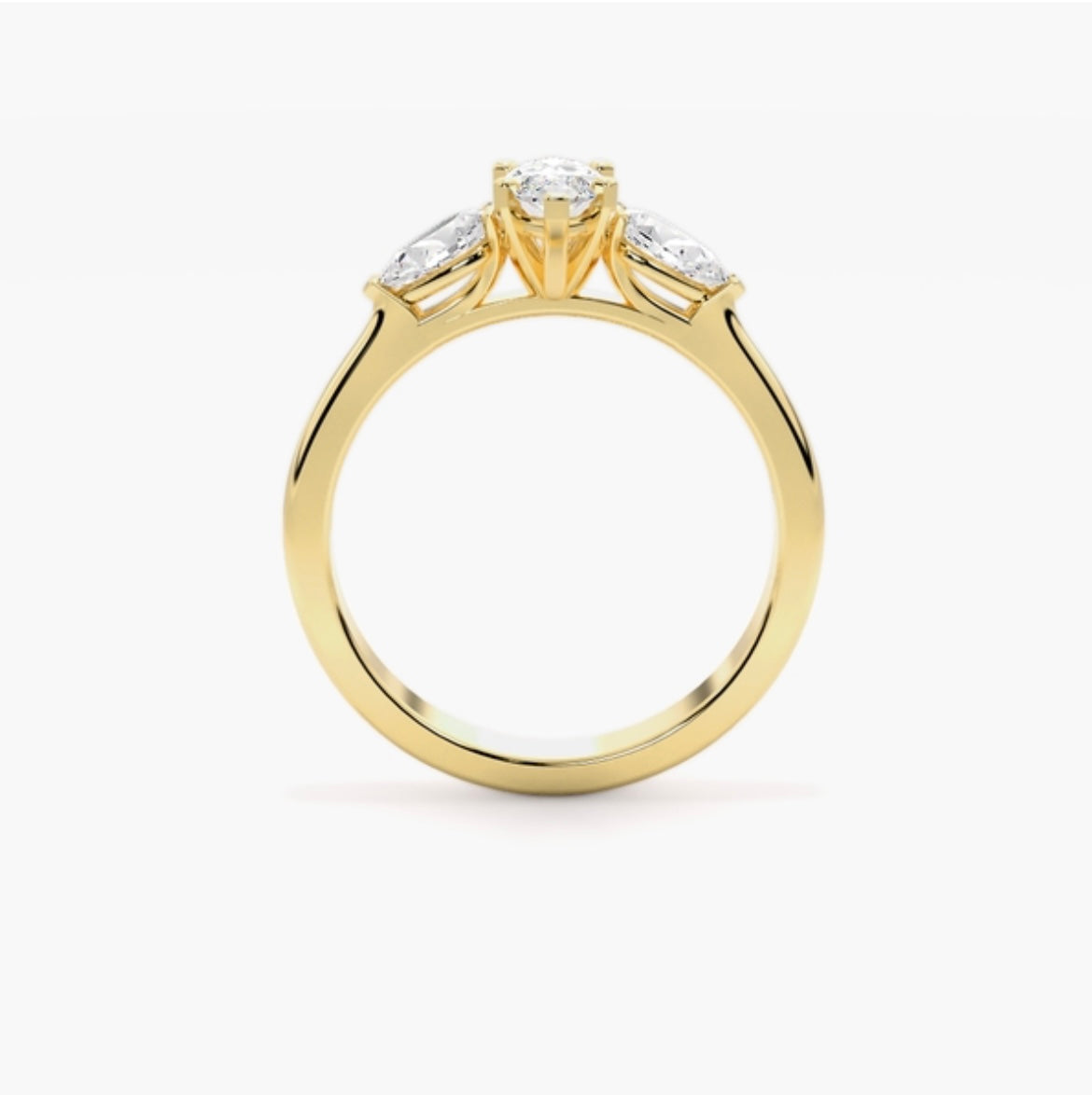 1ct Marquise Cut Lab Grown Diamond Trilogy Engagement Ring with Pear Side Stones – IGI Certified