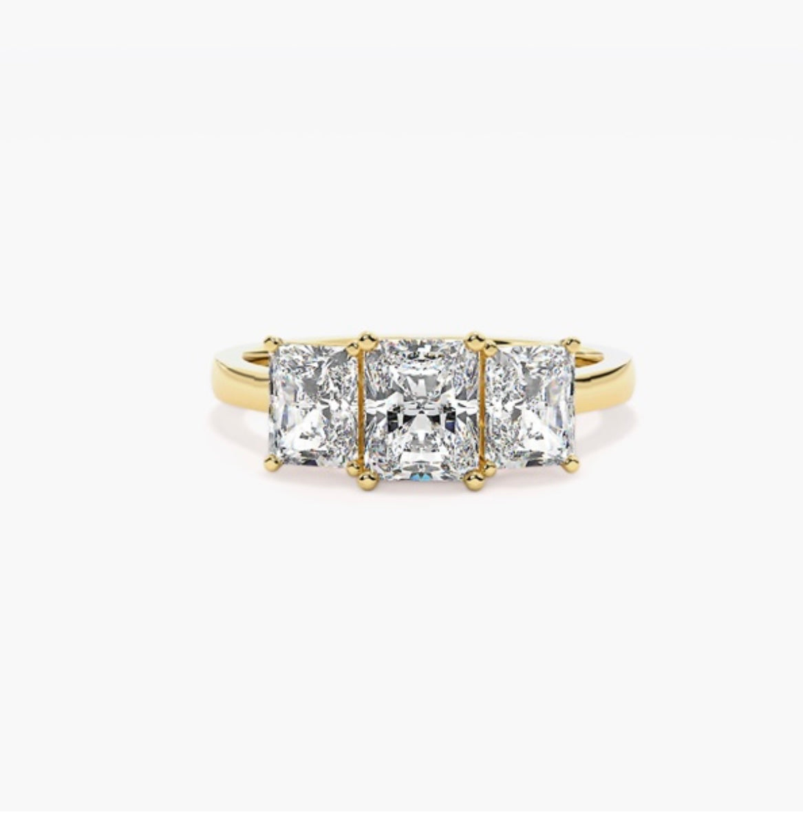2.5ct Radiant Cut Lab Grown Diamond Trilogy Engagement Ring 1ct Side Diamonds – IGI Certified