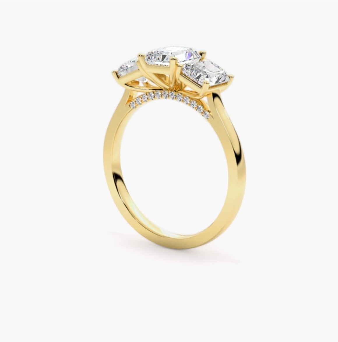 2.5ct Radiant Cut Lab Grown Diamond Trilogy Engagement Ring 1ct Side Diamonds – IGI Certified