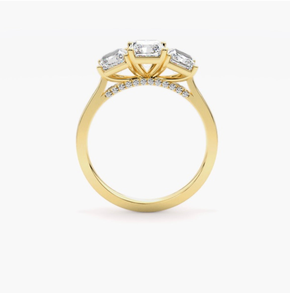 2.5ct Radiant Cut Lab Grown Diamond Trilogy Engagement Ring 1ct Side Diamonds – IGI Certified