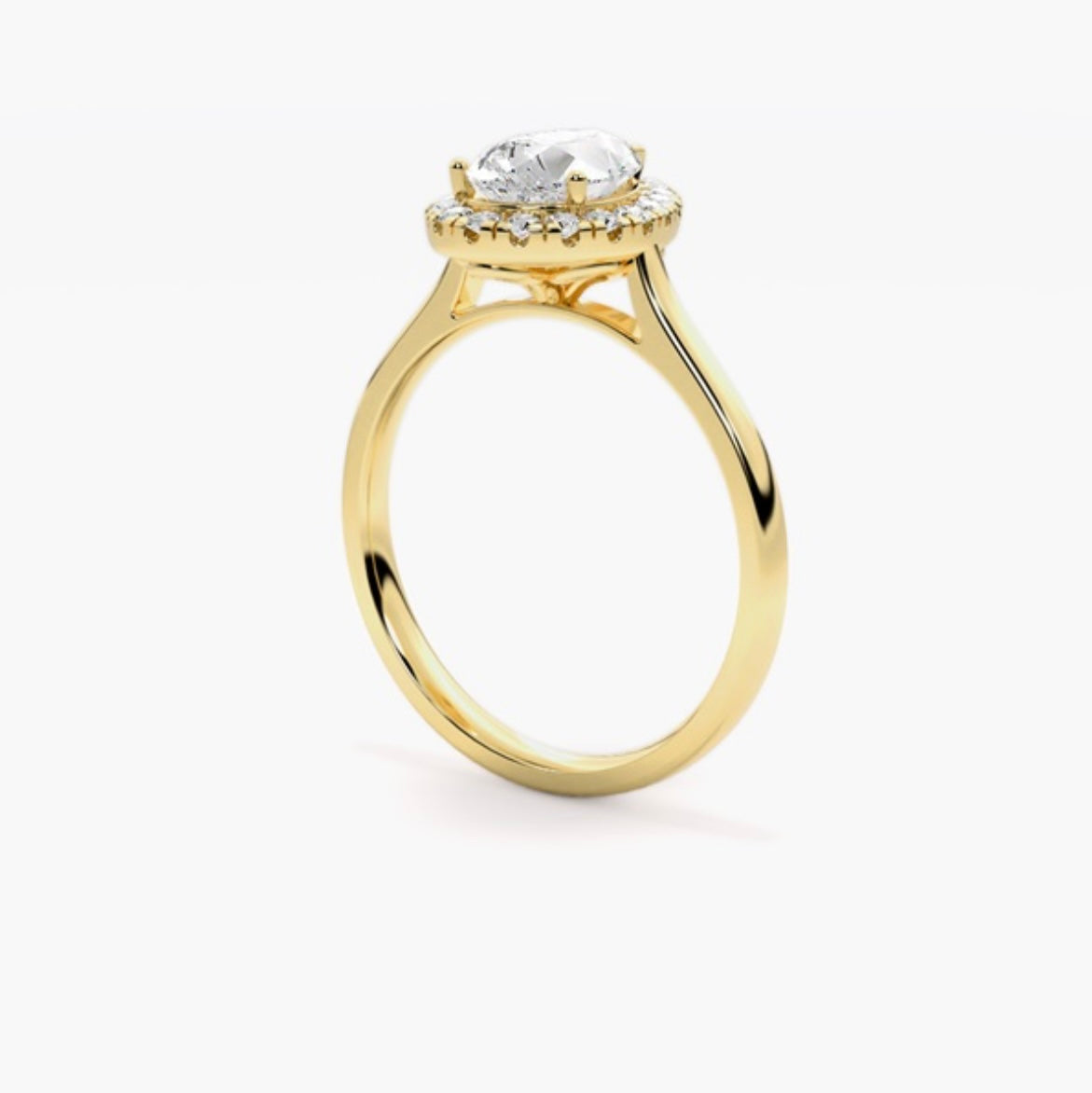3ct Pear Cut Lab Grown Diamond Wed fit Single Halo Engagement Ring – IGI Certified