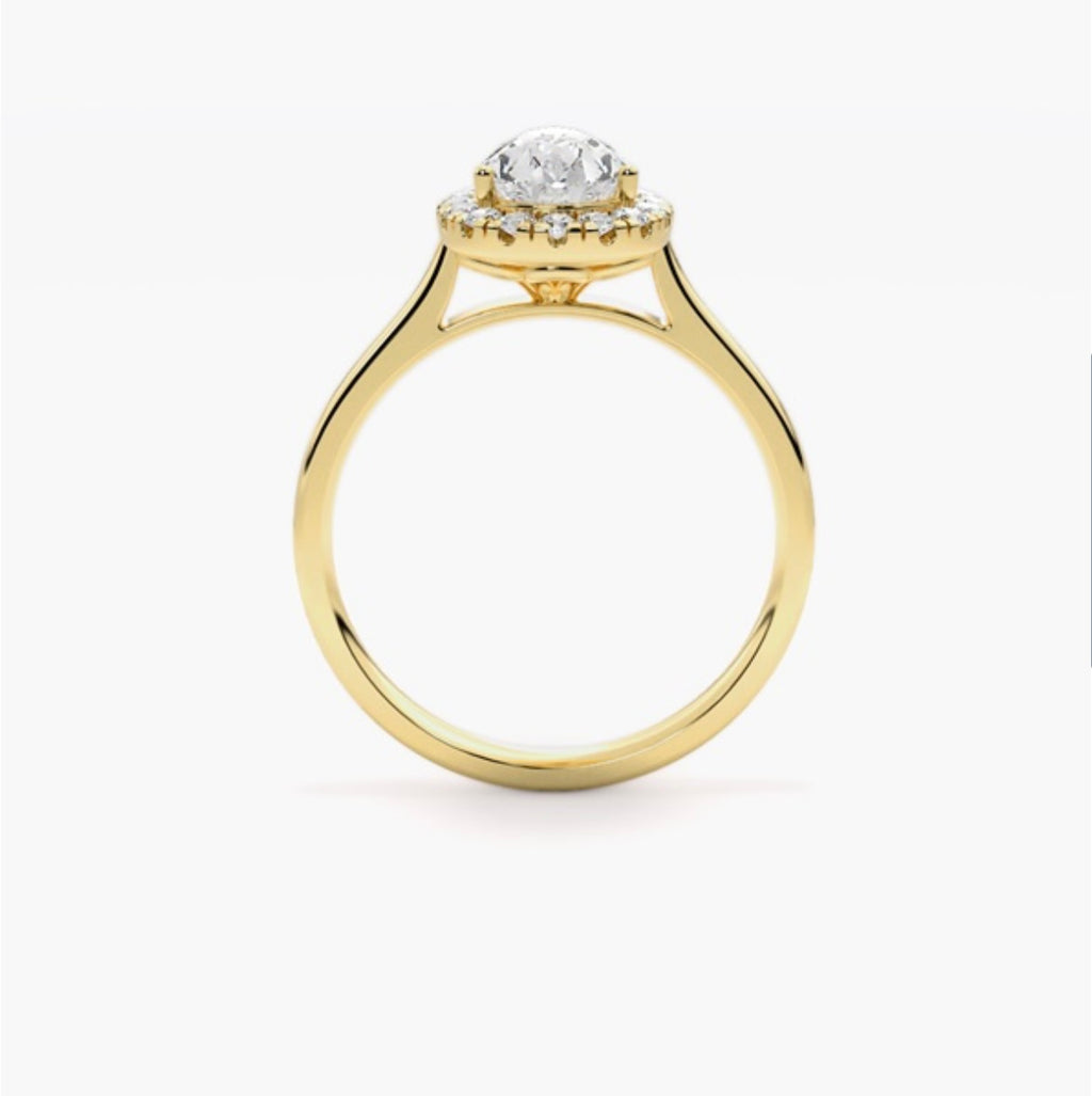 3ct Pear Cut Lab Grown Diamond Wed fit Single Halo Engagement Ring – IGI Certified