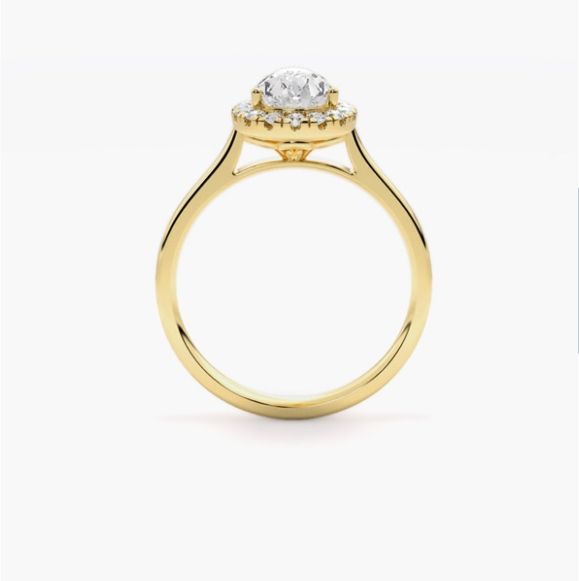 3ct Pear Cut Lab Grown Diamond Wed fit Single Halo Engagement Ring – IGI Certified