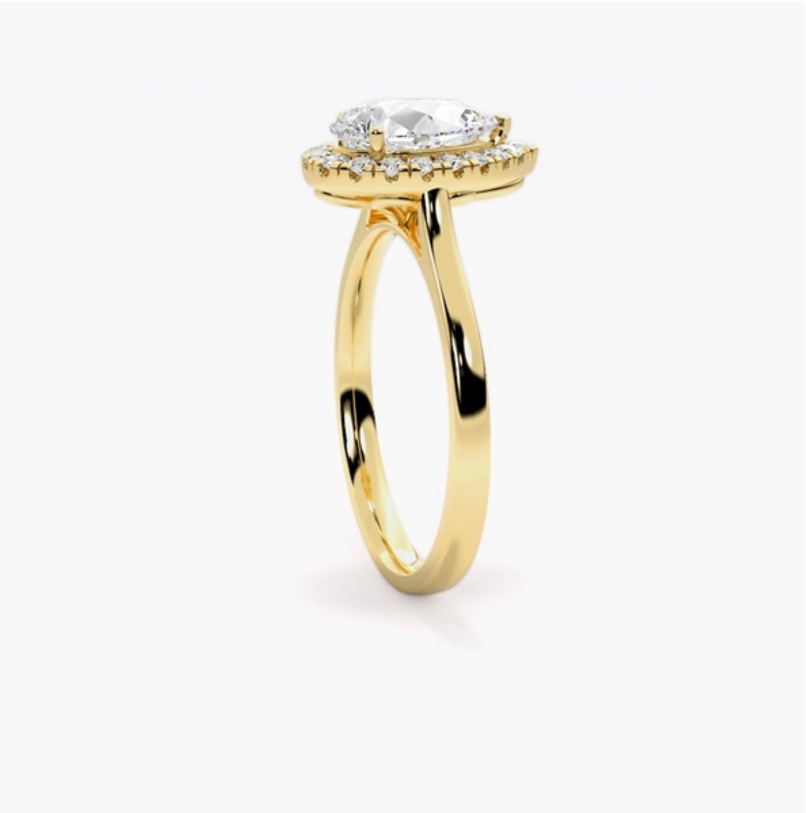 3ct Pear Cut Lab Grown Diamond Wed fit Single Halo Engagement Ring – IGI Certified