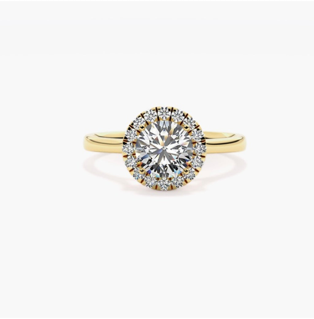 1ct Round Brilliant Lab Grown Diamond Single Halo Engagement Ring – IGI Certified