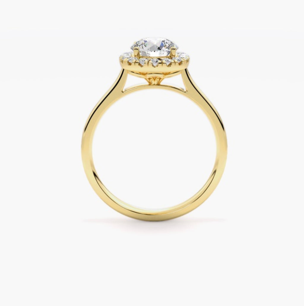 1ct Round Brilliant Lab Grown Diamond Single Halo Engagement Ring – IGI Certified