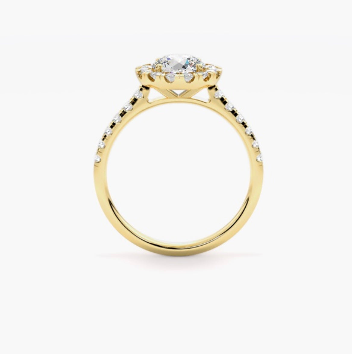 1ct Round Brilliant Lab Grown Diamond Halo Engagement Ring with Pave Shoulders – IGI Certified