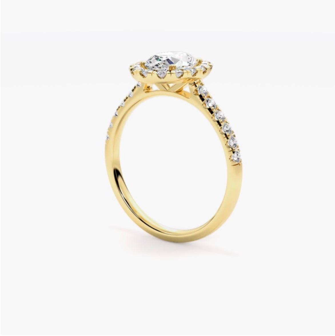 2ct Oval Cut Lab Grown Diamond Halo Engagement Ring with Pavé Shoulders – IGI Certified