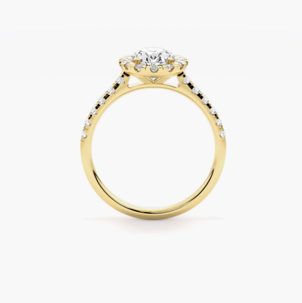 2ct Oval Cut Lab Grown Diamond Halo Engagement Ring with Pavé Shoulders – IGI Certified