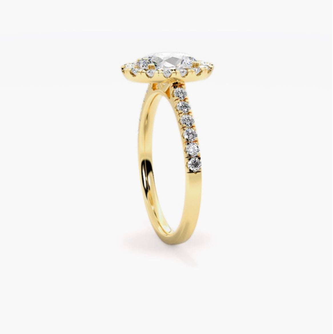 2ct Oval Cut Lab Grown Diamond Halo Engagement Ring with Pavé Shoulders – IGI Certified