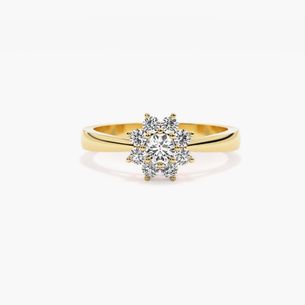0.75ct Round Brilliant Lab Grown Diamond Petal Halo Engagement Ring – IGI Certified
