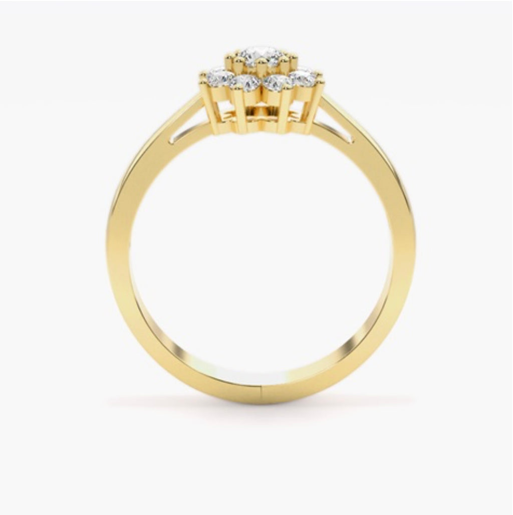 0.75ct Round Brilliant Lab Grown Diamond Petal Halo Engagement Ring – IGI Certified