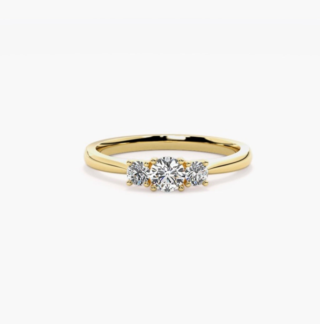 0.50ct Round Brilliant Lab Grown Diamond Trilogy Engagement Ring – IGI Certified