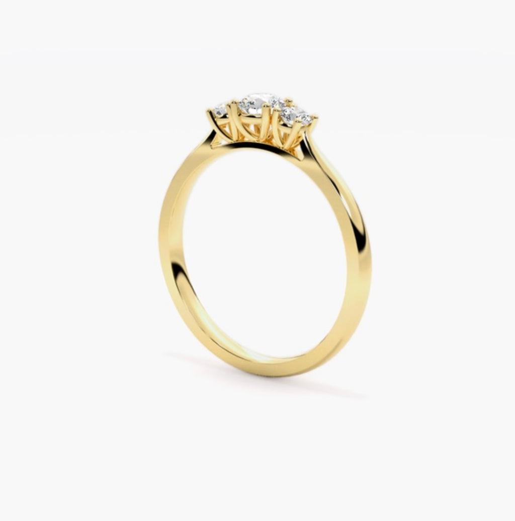 0.50ct Round Brilliant Lab Grown Diamond Trilogy Engagement Ring – IGI Certified