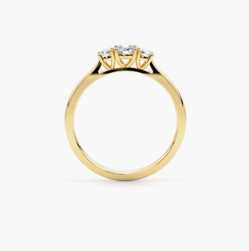 0.50ct Round Brilliant Lab Grown Diamond Trilogy Engagement Ring – IGI Certified