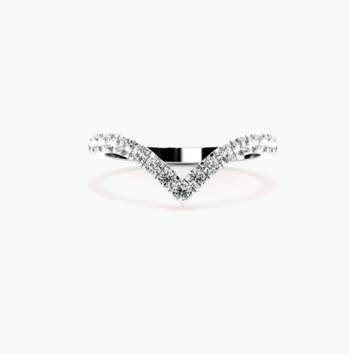 2.5mm Lab Grown Diamond Pavé V-Shaped Wishbone Eternity Wedding Band – 0.45ct