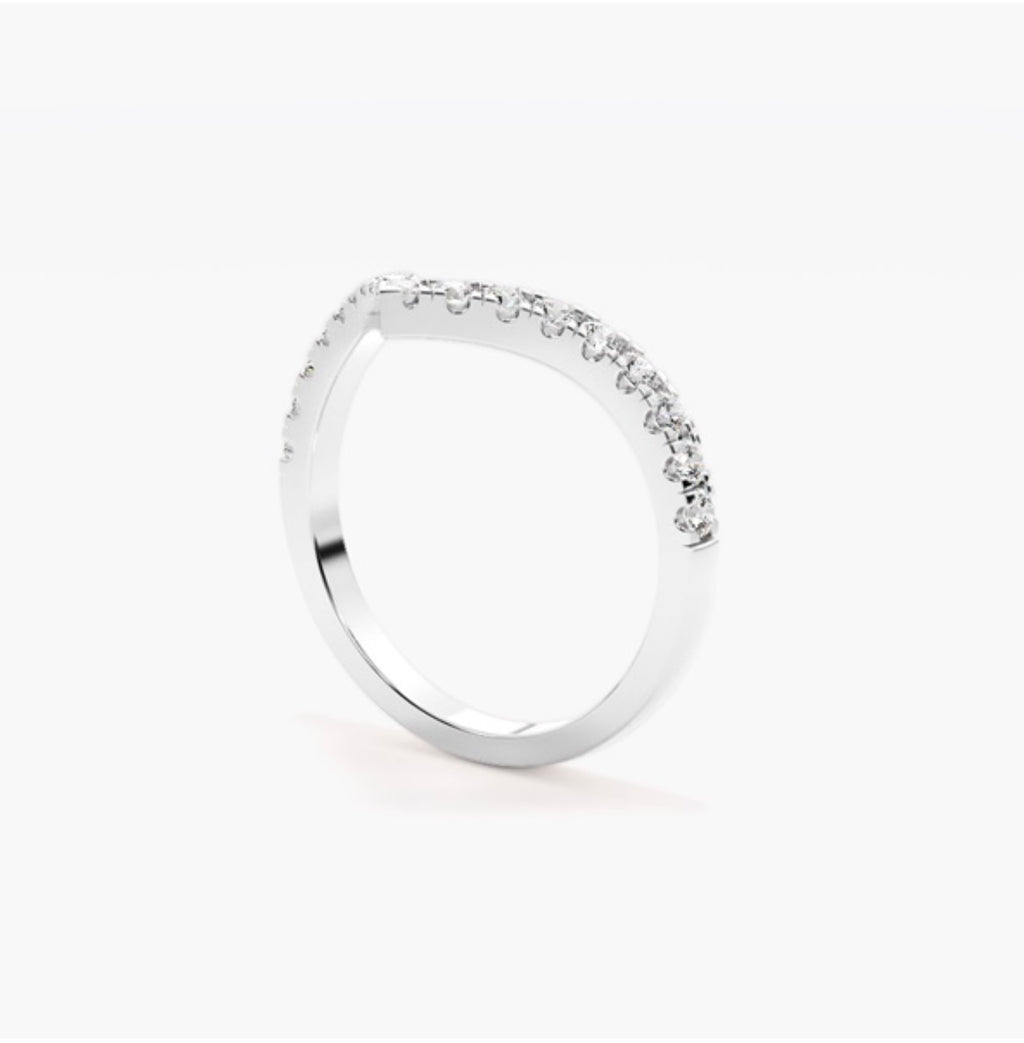 2.5mm Lab Grown Diamond Pavé V-Shaped Wishbone Eternity Wedding Band – 0.45ct