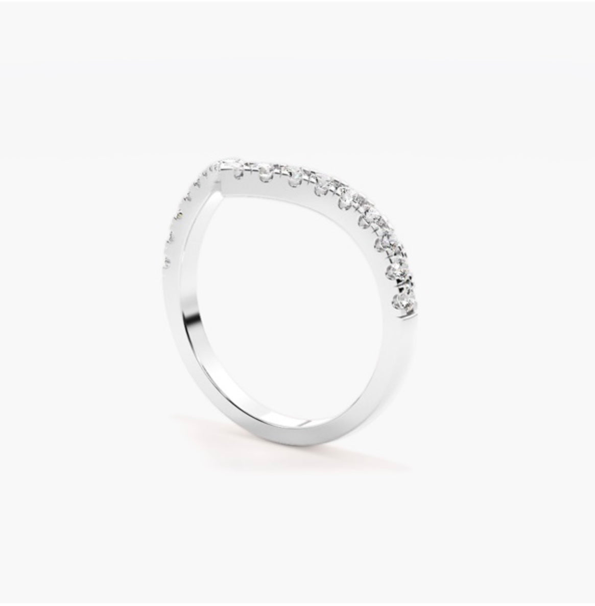 2.5mm Lab Grown Diamond Pavé V-Shaped Wishbone Eternity Wedding Band – 0.45ct