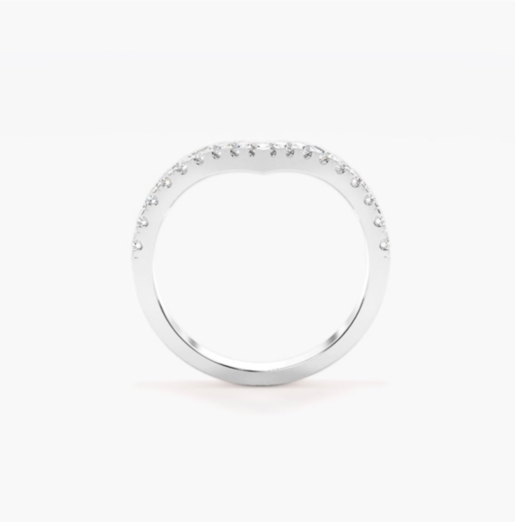 2.5mm Lab Grown Diamond Pavé V-Shaped Wishbone Eternity Wedding Band – 0.45ct