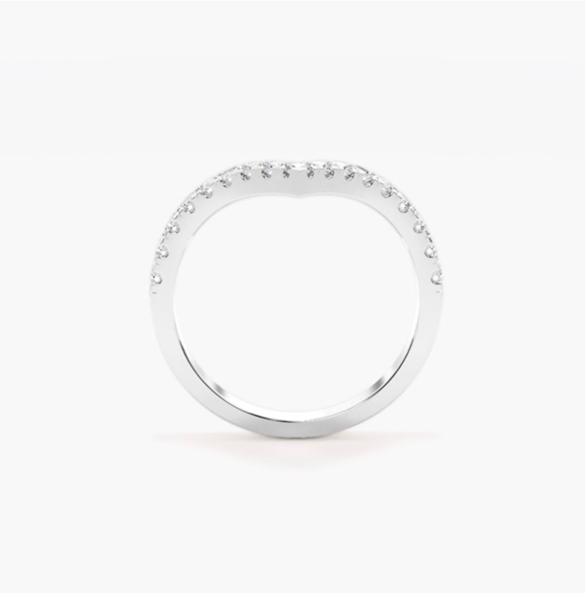 2.5mm Lab Grown Diamond Pavé V-Shaped Wishbone Eternity Wedding Band – 0.45ct