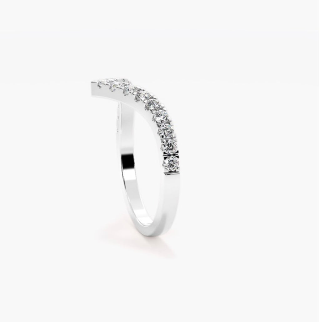 2.5mm Lab Grown Diamond Pavé V-Shaped Wishbone Eternity Wedding Band – 0.45ct
