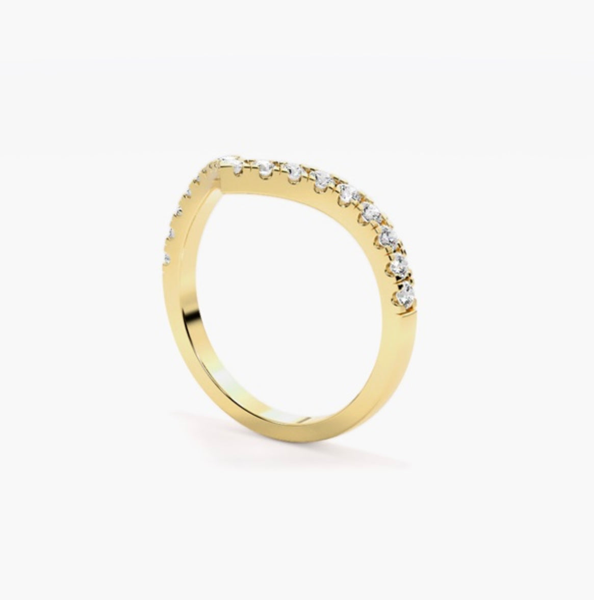 2.5mm Lab Grown Diamond Pavé V-Shaped Wishbone Eternity Wedding Band – 0.45ct