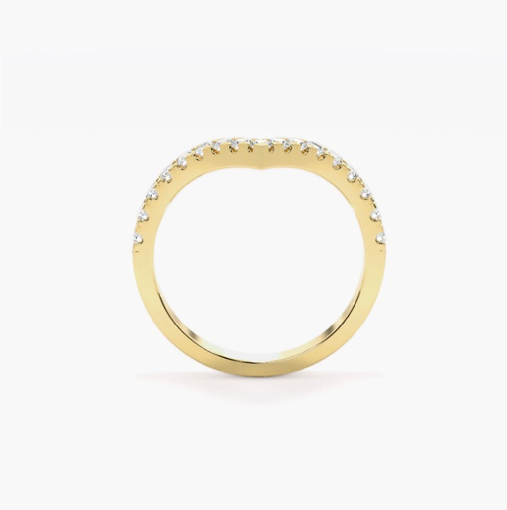 2.5mm Lab Grown Diamond Pavé V-Shaped Wishbone Eternity Wedding Band – 0.45ct