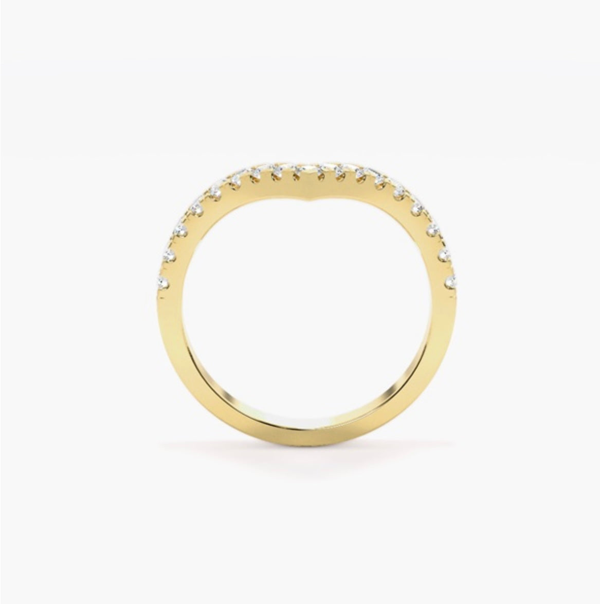 2.5mm Lab Grown Diamond Pavé V-Shaped Wishbone Eternity Wedding Band – 0.45ct