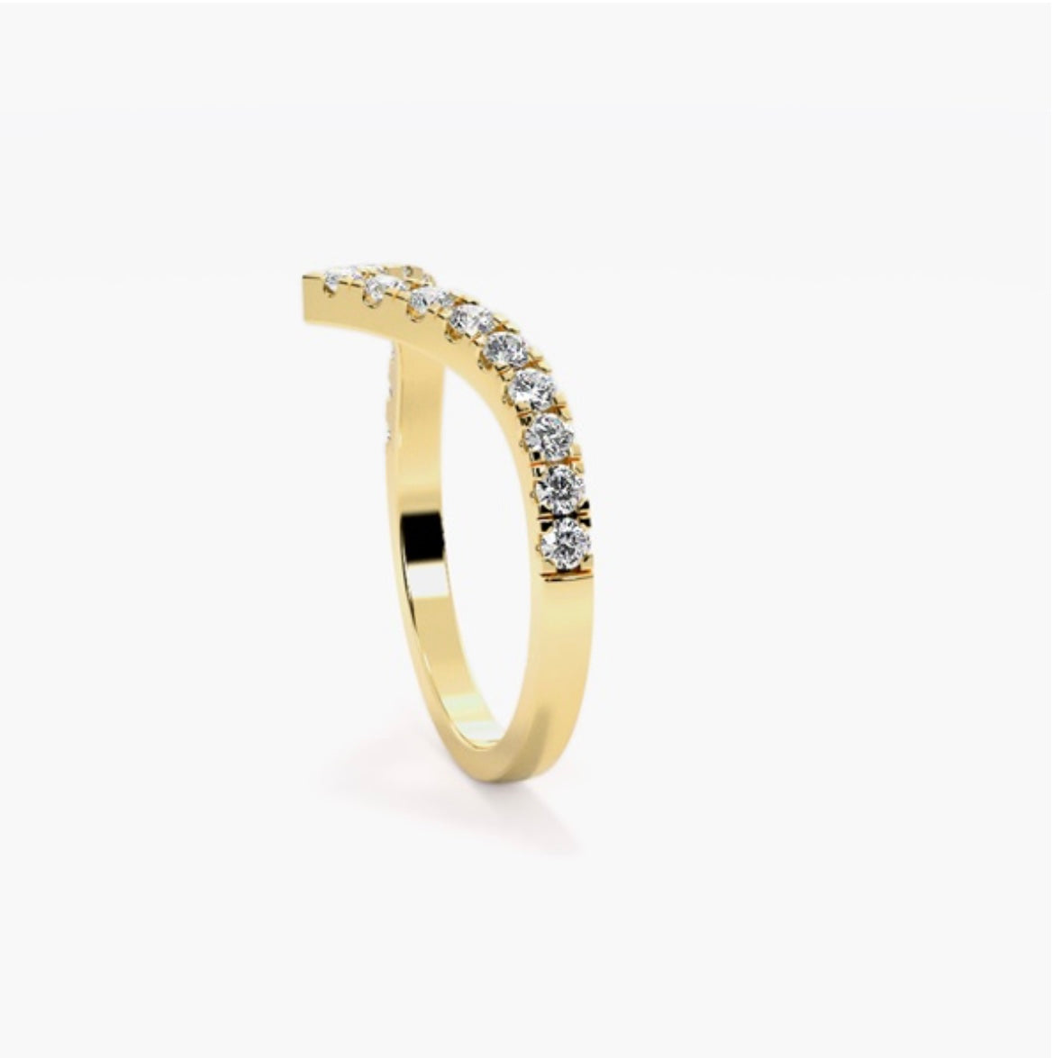 2.5mm Lab Grown Diamond Pavé V-Shaped Wishbone Eternity Wedding Band – 0.45ct