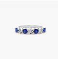 4mm Lab Grown Diamond & Natural Blue Sapphire Claw Set Eternity Band